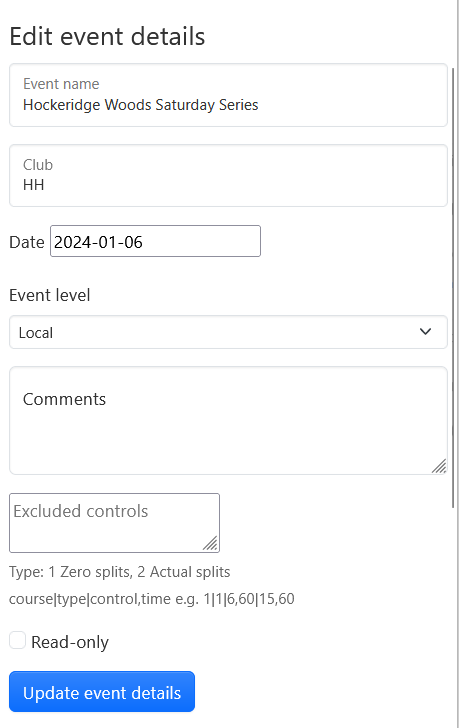 Edit event details