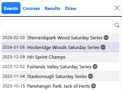 Events tab